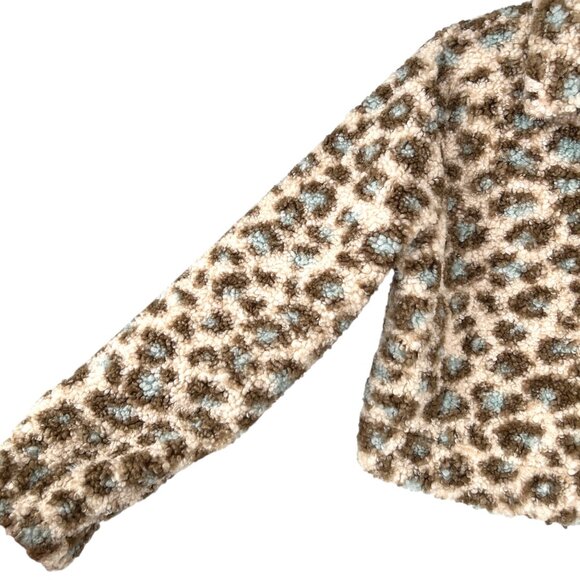 Andree By Unit Faux Fur Leopard Print Teddy Cropped Jacket Size Large NWT - Picture 4 of 12